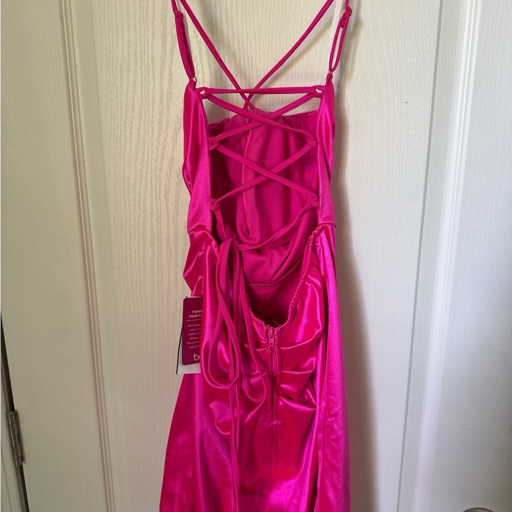 Belk Neon Magenta Satin Dress